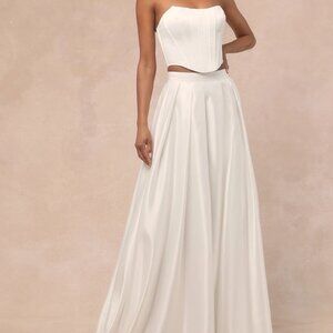 Lulus Satin 3 Piece Bridal Outfit - Size M
